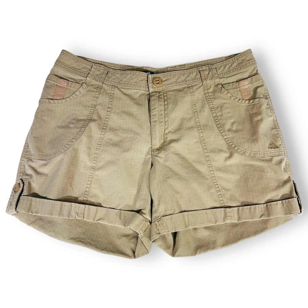 NIKE ACG Womens 10 32 Waist Tan Outdoor Roll-Tab Cargo Shorts All Conditions